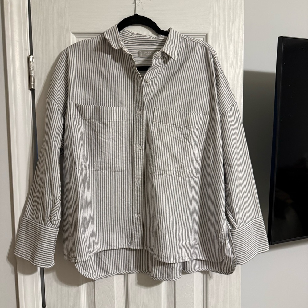 EUC Everlane Boxy Oxford striped shirt